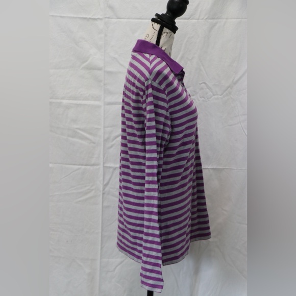 Lacoste Purple and White Striped Button-Down Shirt - Picture 4 of 10